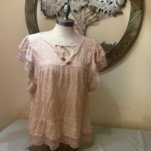 GAP Lace Trim Blouse - Pink